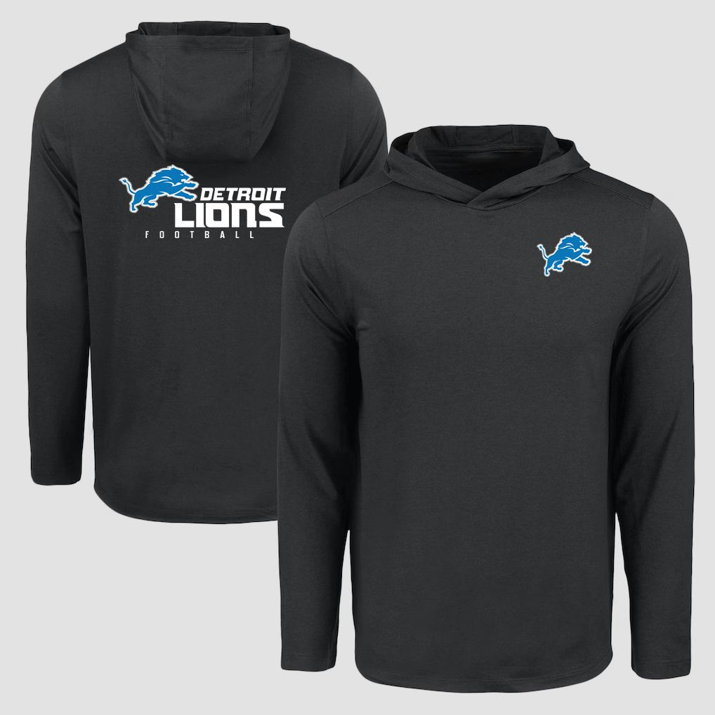 Men 2026 NFL Detroit Lions Hooded long sleeved T-shirt black 05